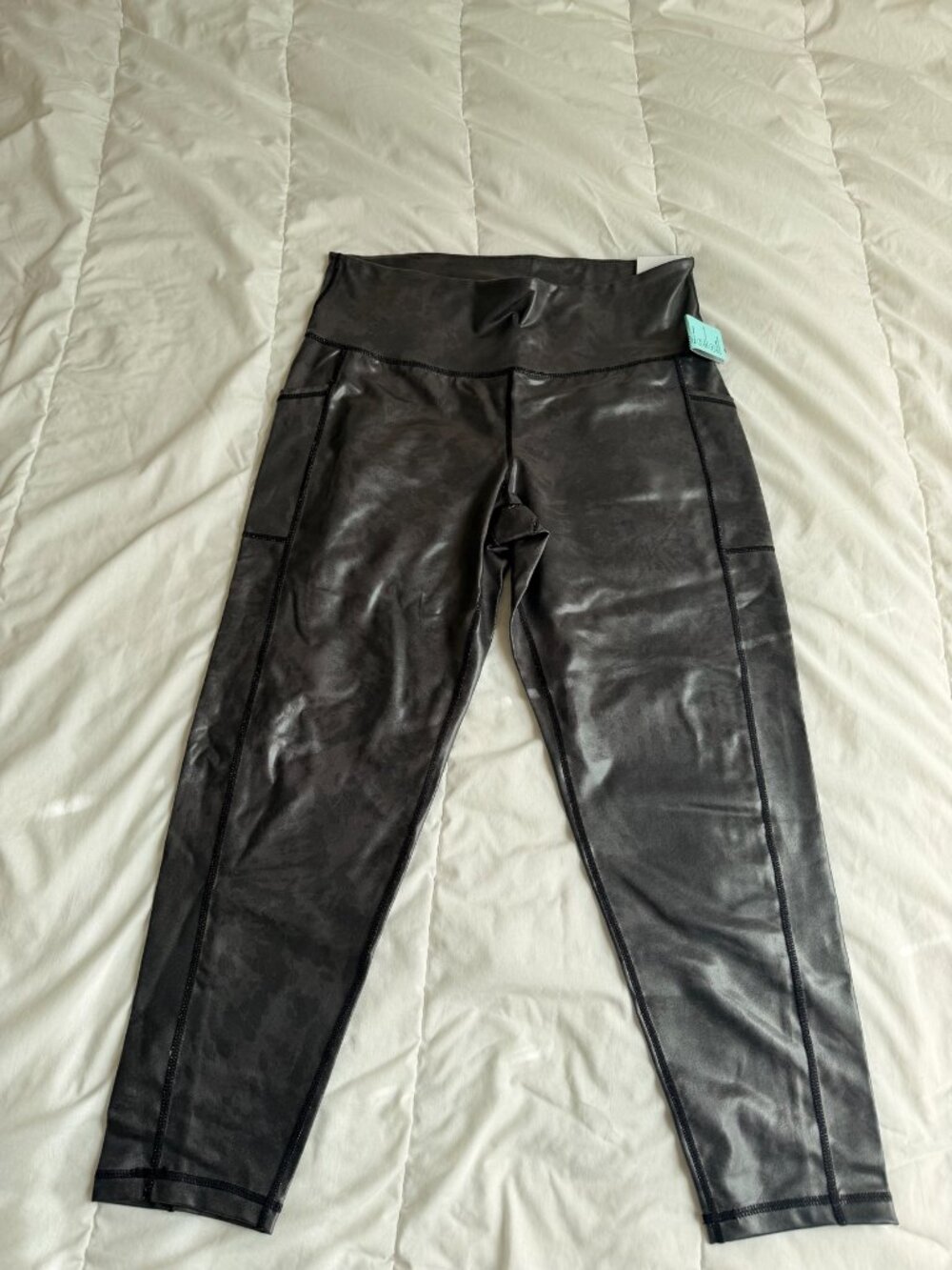 Ideology Metallic Charcoal High-Rise Leggings, L, NWT